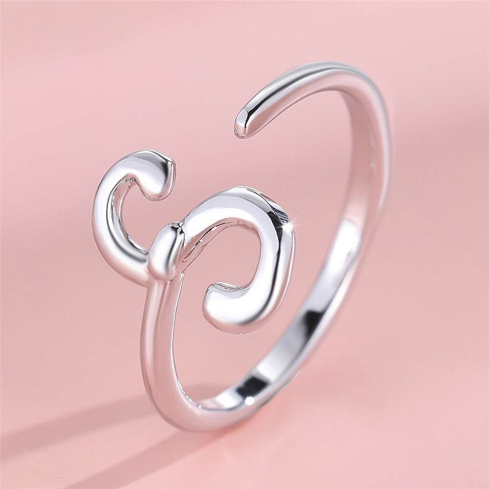Dainty Adjustable Initial Letter Ring