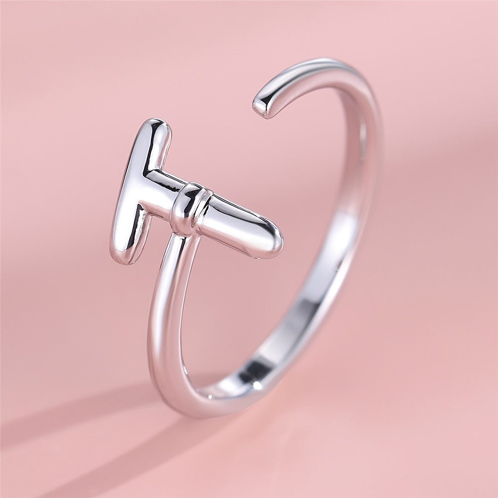 Dainty Adjustable Initial Letter Ring