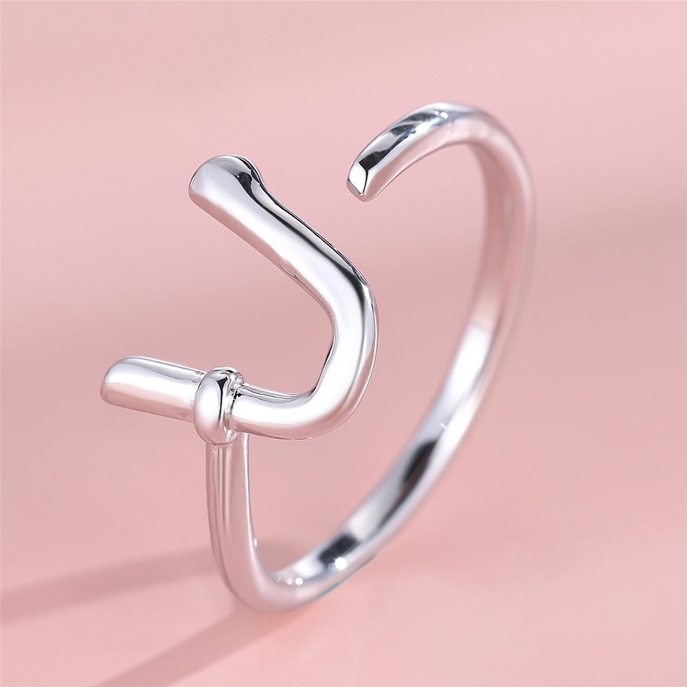 Dainty Adjustable Initial Letter Ring