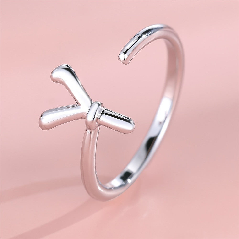 Dainty Adjustable Initial Letter Ring
