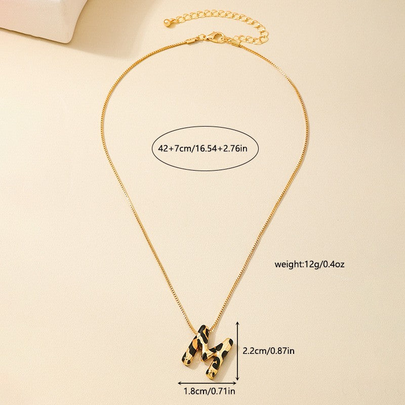 Trendy Leopard Print Initial Necklace