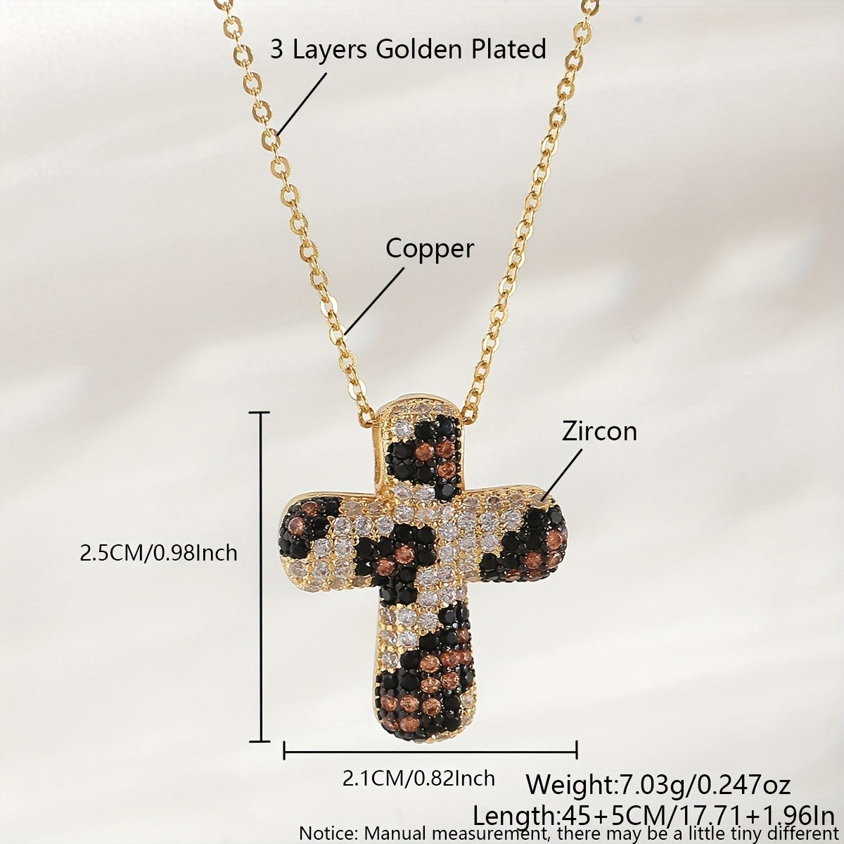 18k Elegant Leopard Cross Necklace