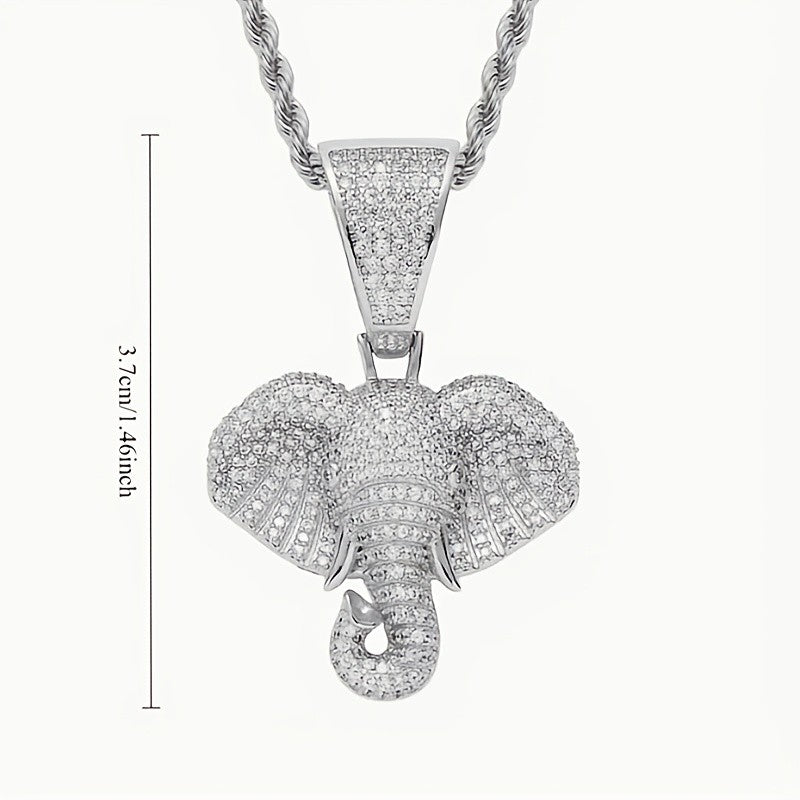 Classy Paved Elephant Pendant Necklace