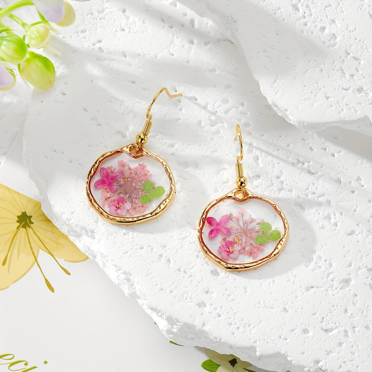 Boho Vintage Dried Flower Earrings