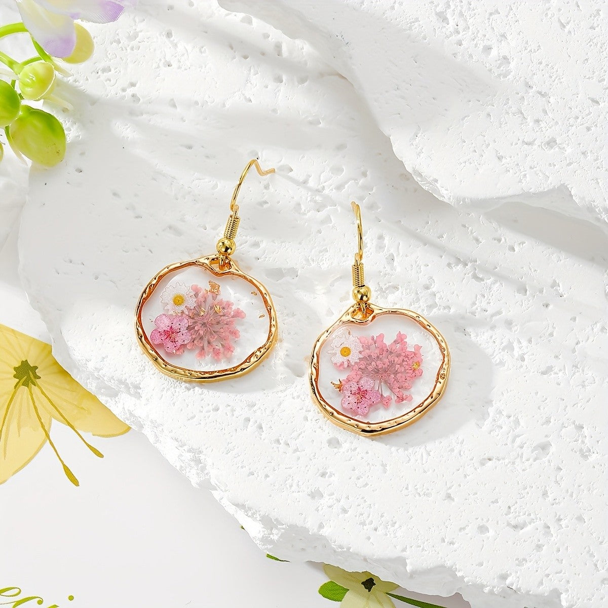 Boho Vintage Dried Flower Earrings