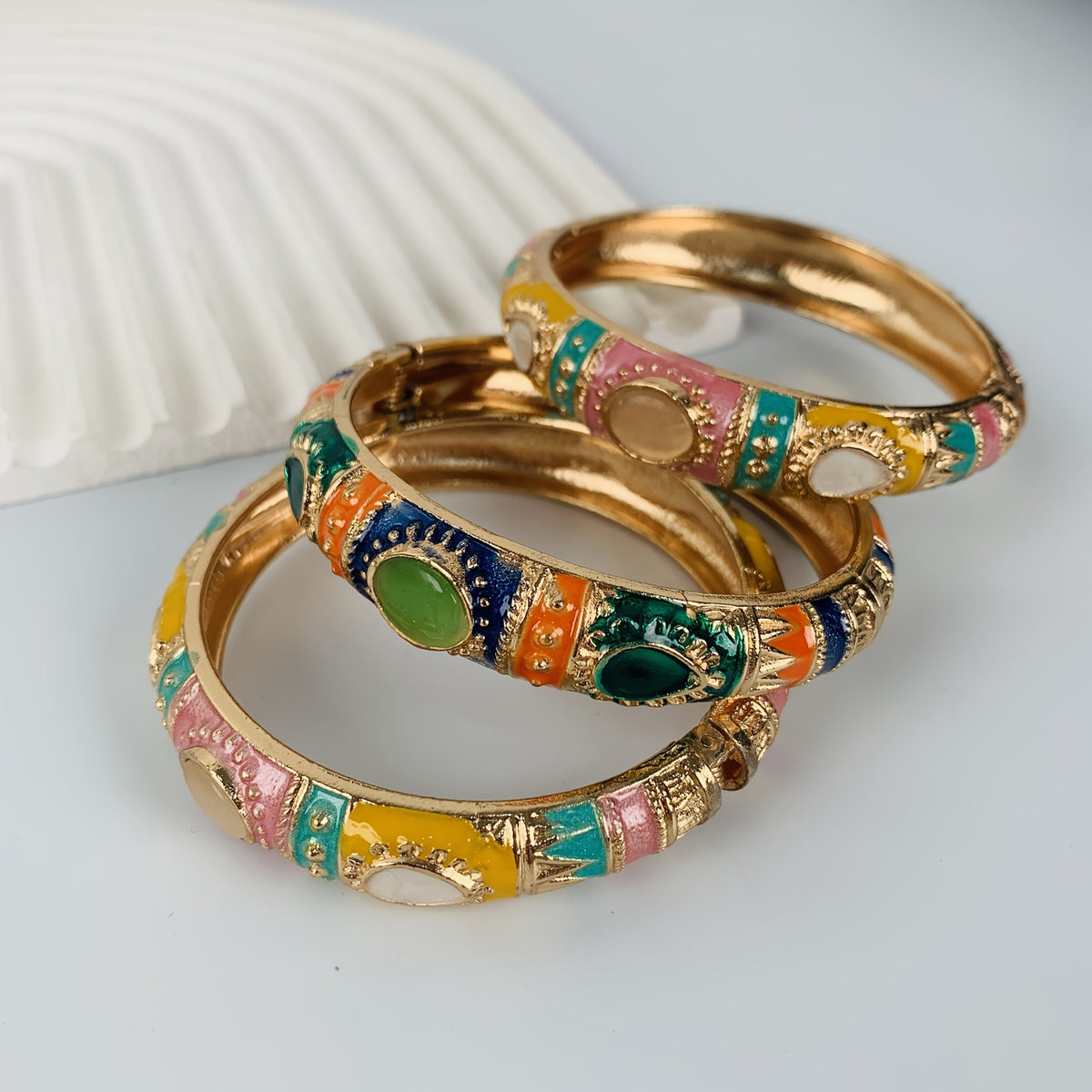 Vintage Boho Mosaic Cuff Bracelet