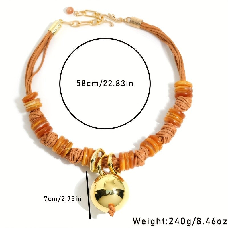 Boho Peach Resin Disc Necklace