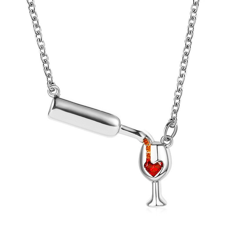 18k Romantic Wine Bottle Heart Necklace