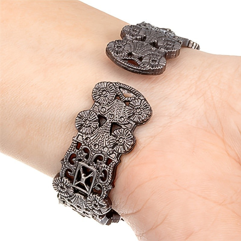 Vintage Floral Sculpted Bracelet Watch