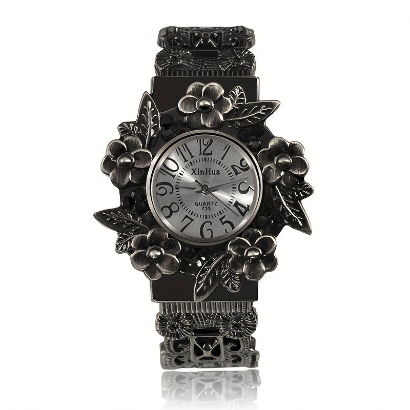 Vintage Floral Sculpted Bracelet Watch