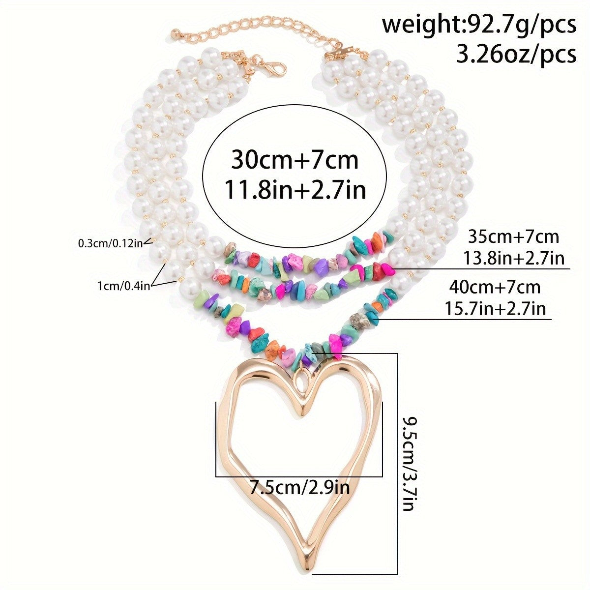 Boho Multi-Layer Pearl Heart Necklace