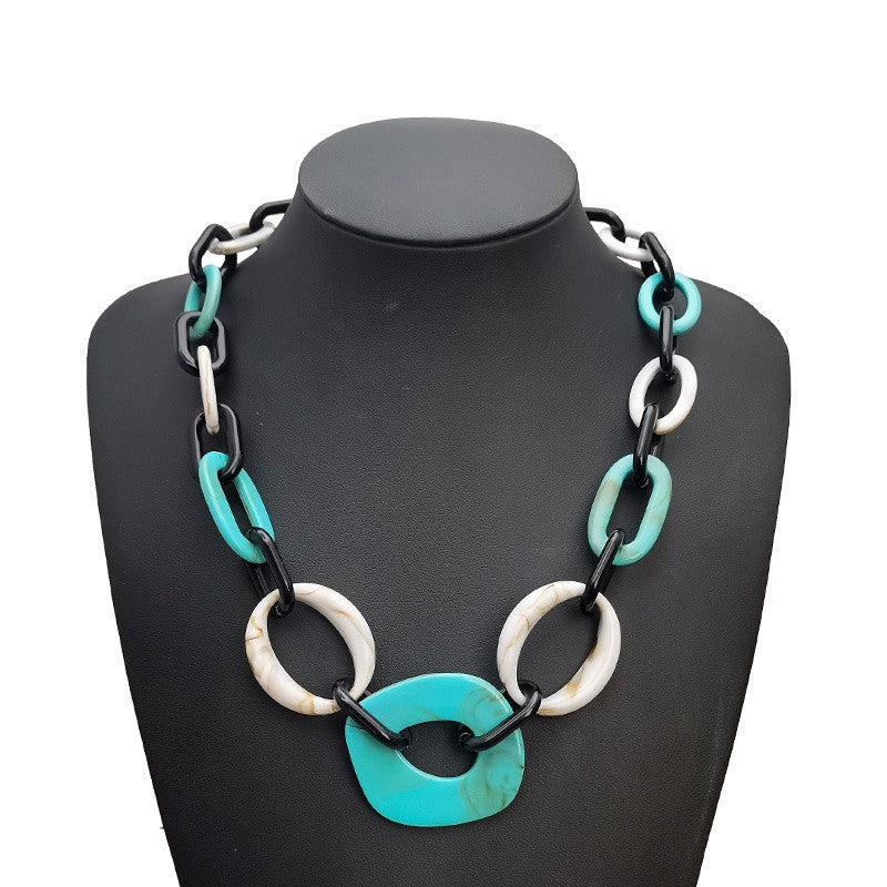 Boho Red Acrylic Link Necklace