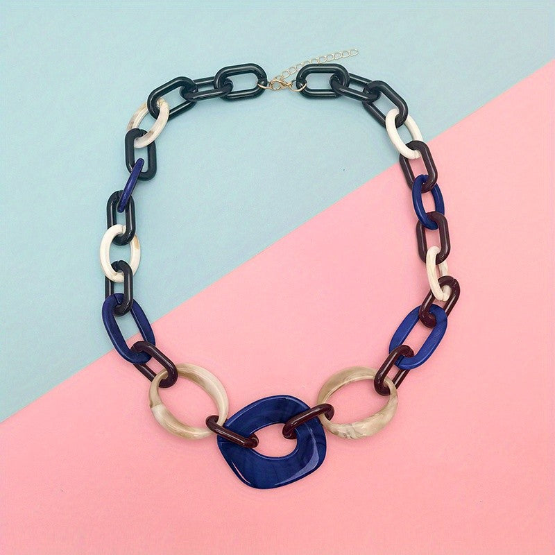 Boho Red Acrylic Link Necklace