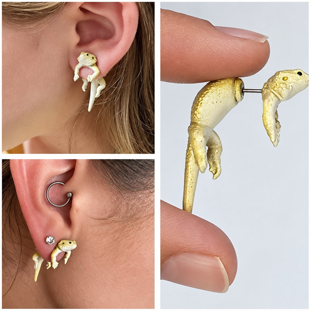 S925 Dainty Gecko Stud Earrings