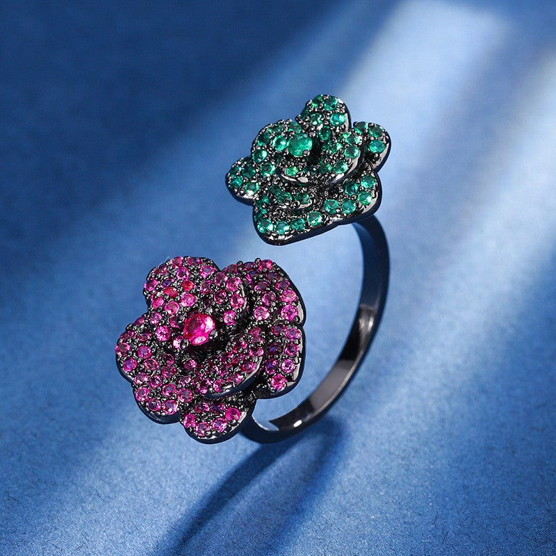Romantic Dual Tone Flower Ring