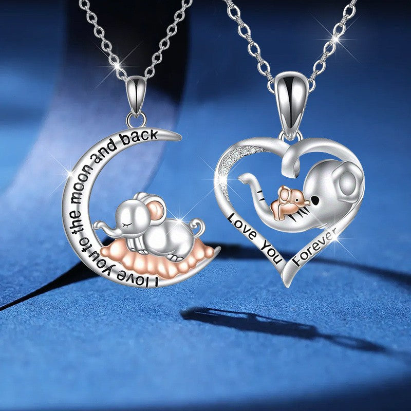 2pc Romantic Elephant Heart Necklace Set