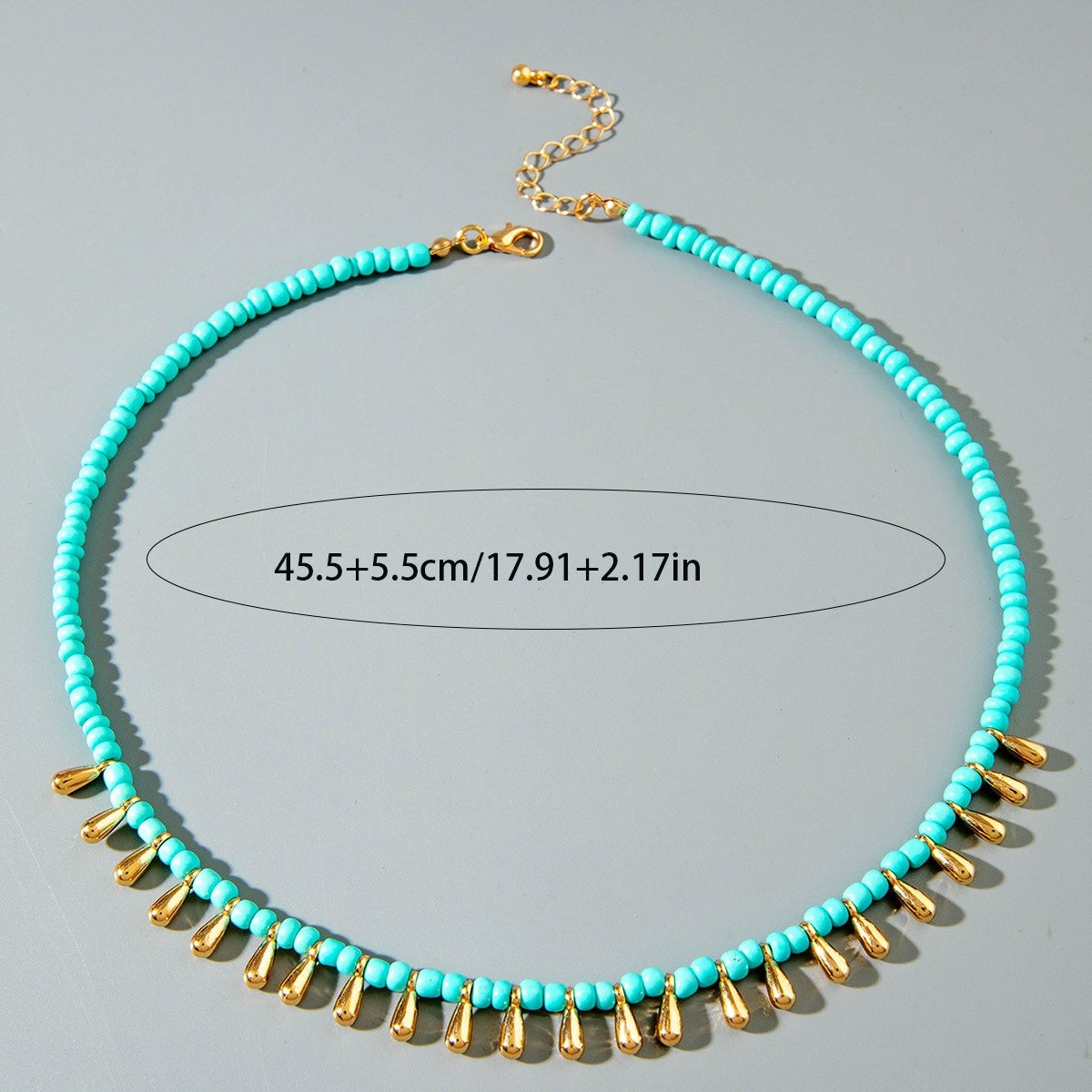 Boho Turquoise Teardrop Bead Necklace