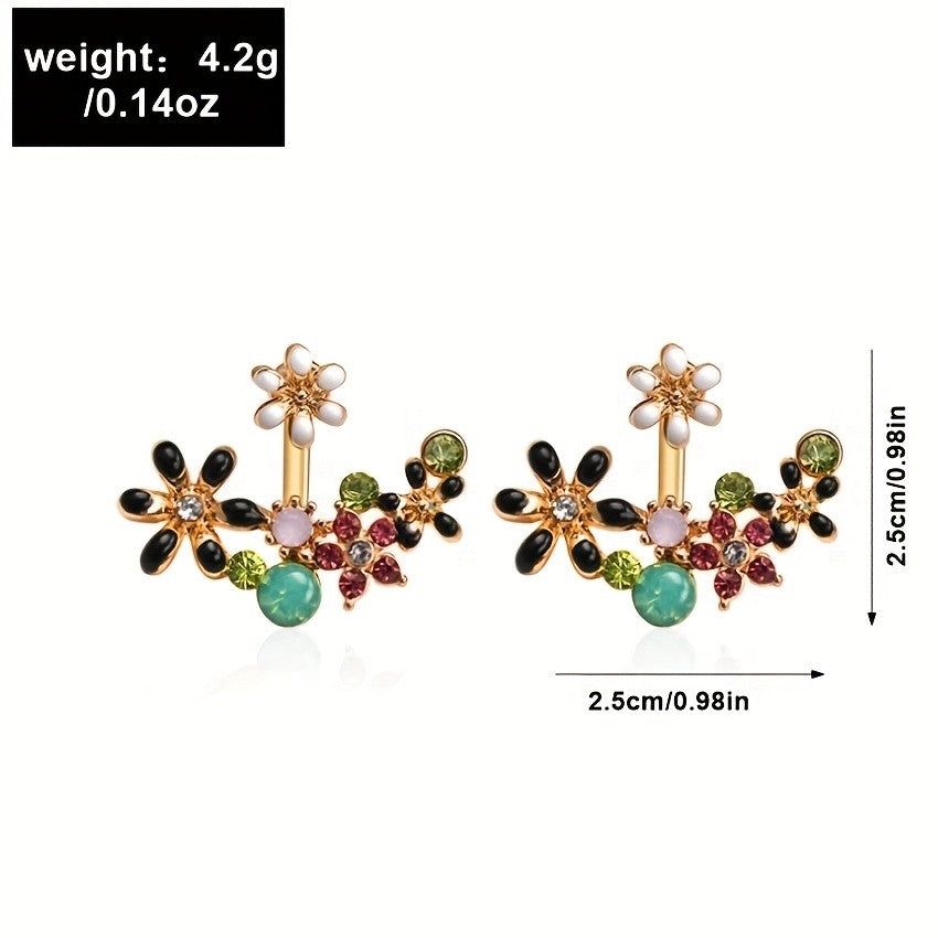 Dainty Vintage Floral Rhinestone Earrings