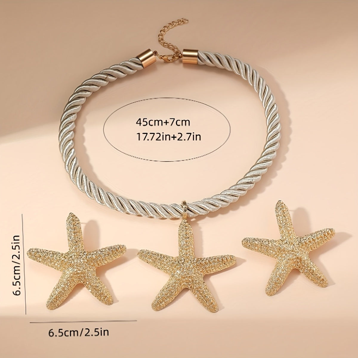 Boho Twisted Rope Starfish Necklace & Earring Set