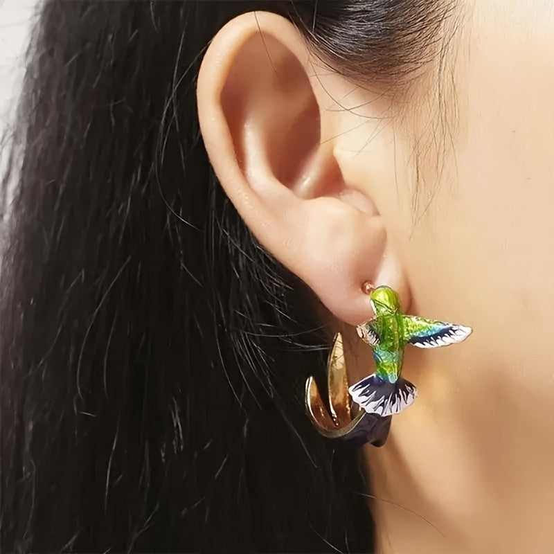 14k Boho Hummingbird Stud Earrings