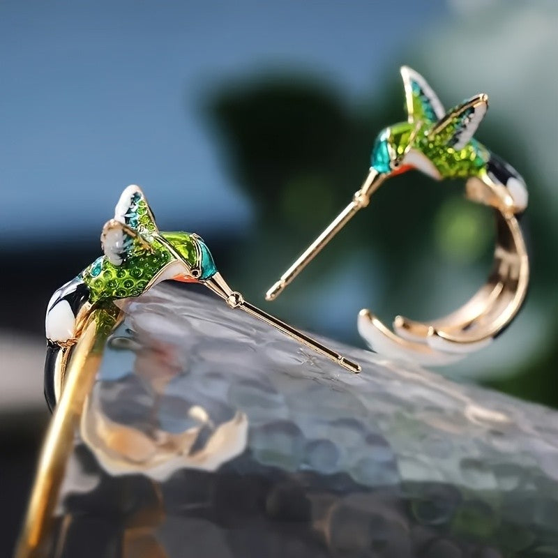 14k Boho Hummingbird Stud Earrings