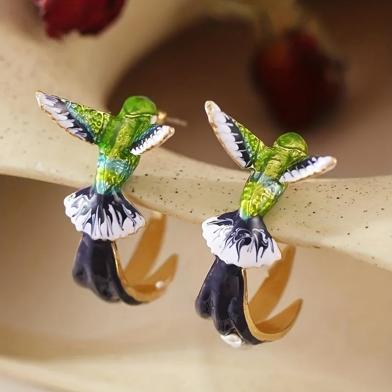 14k Boho Hummingbird Stud Earrings