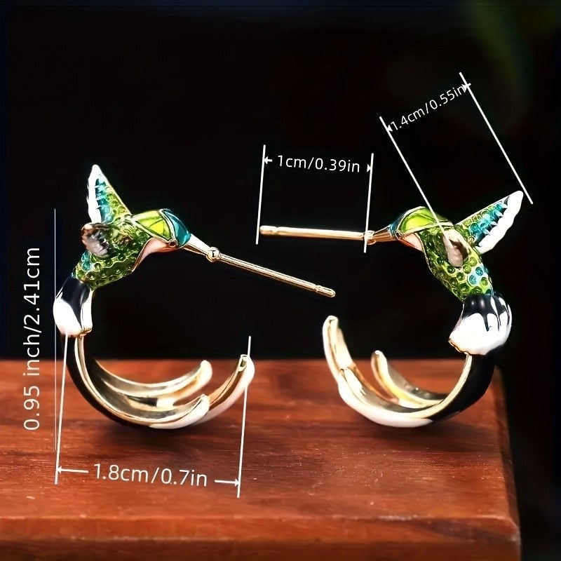 14k Boho Hummingbird Stud Earrings