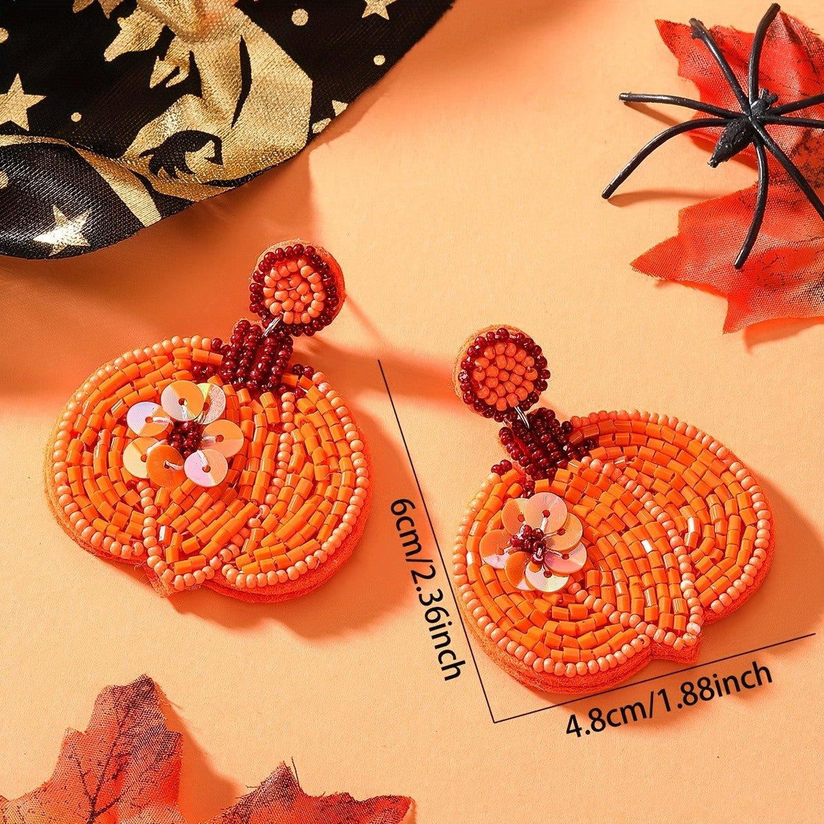 Elegant Beaded Pumpkin Earrings