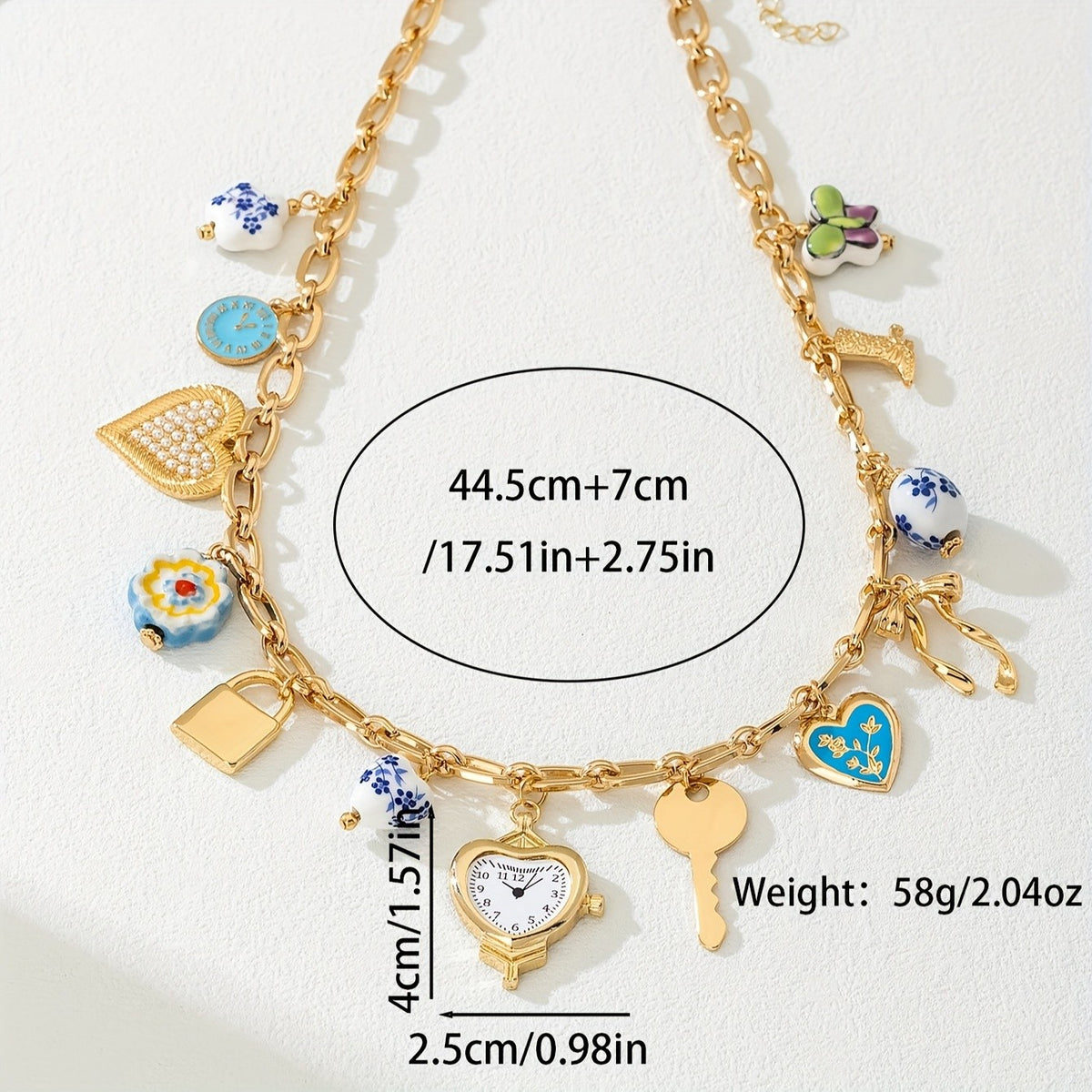 Boho Ceramic Heart Lock Necklace