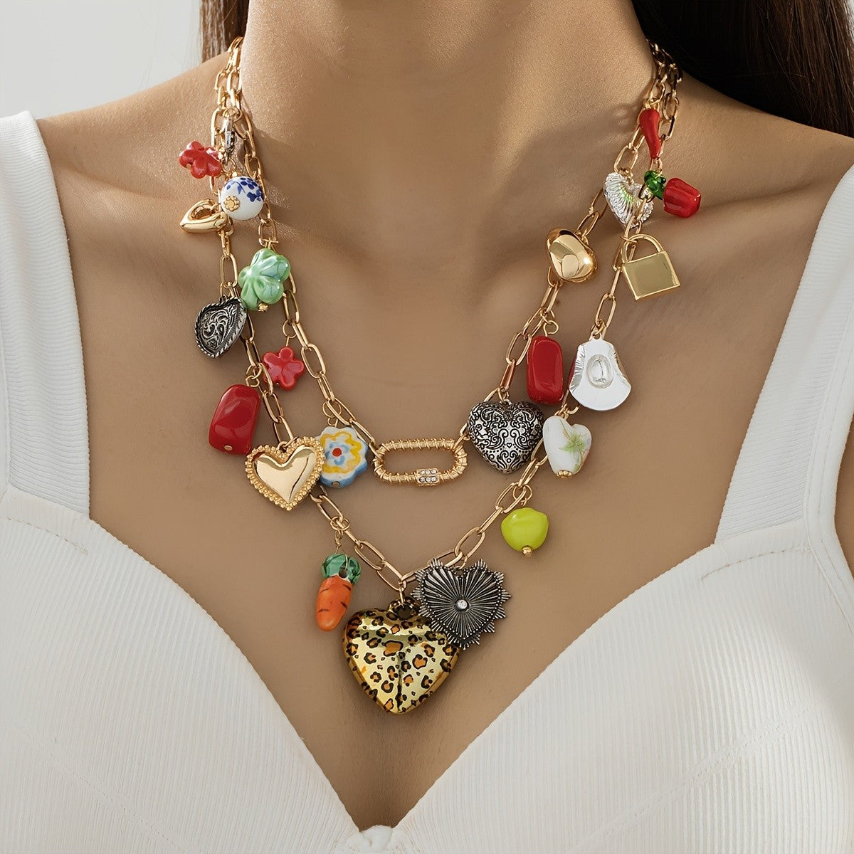 Boho Vintage Multi-Charms Necklace