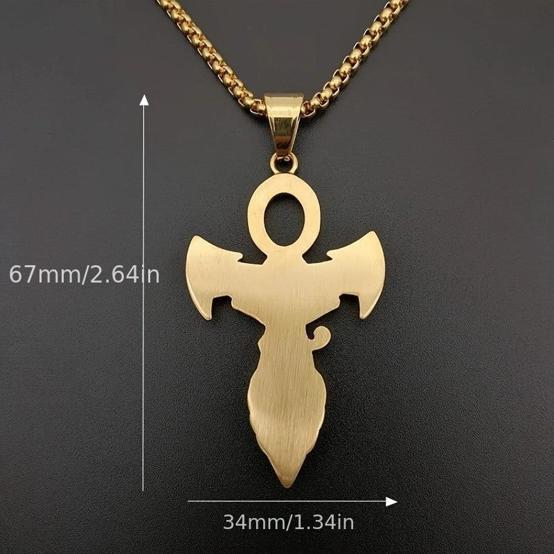 18k Classy Rhinestone Ankh Eye Pendant Necklace