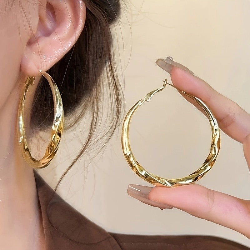 14k Elegant Twisted Hoop Earrings