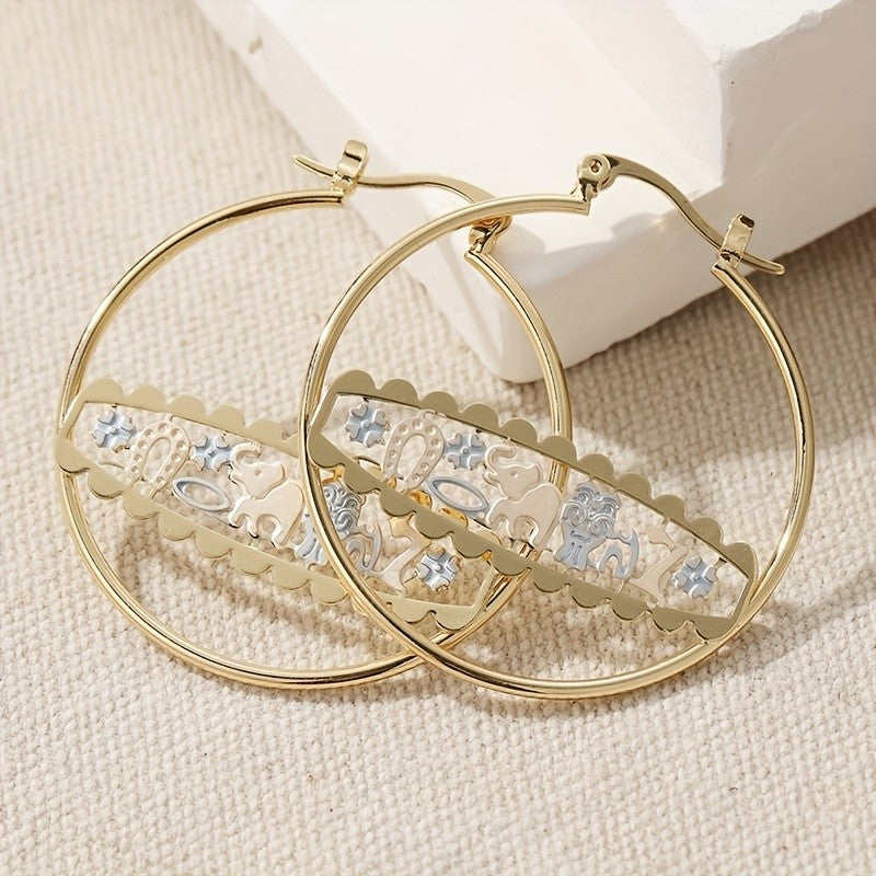 Vintage Inspired Elephant Hoop Earrings