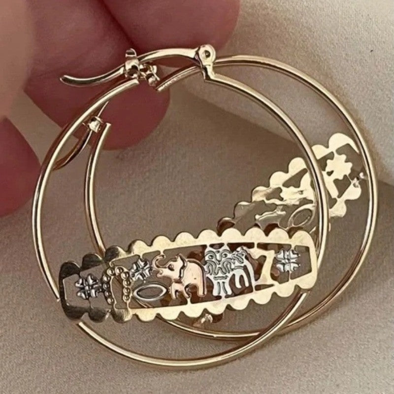 Vintage Inspired Elephant Hoop Earrings