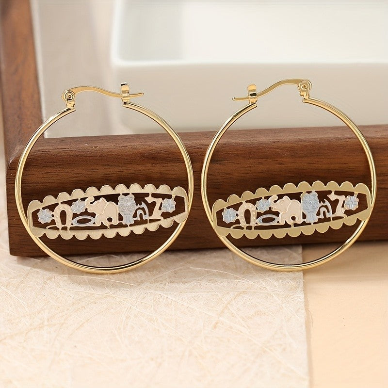 Vintage Inspired Elephant Hoop Earrings
