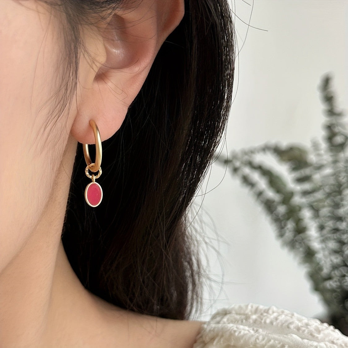 Romantic Pink Enamel Flower Earrings