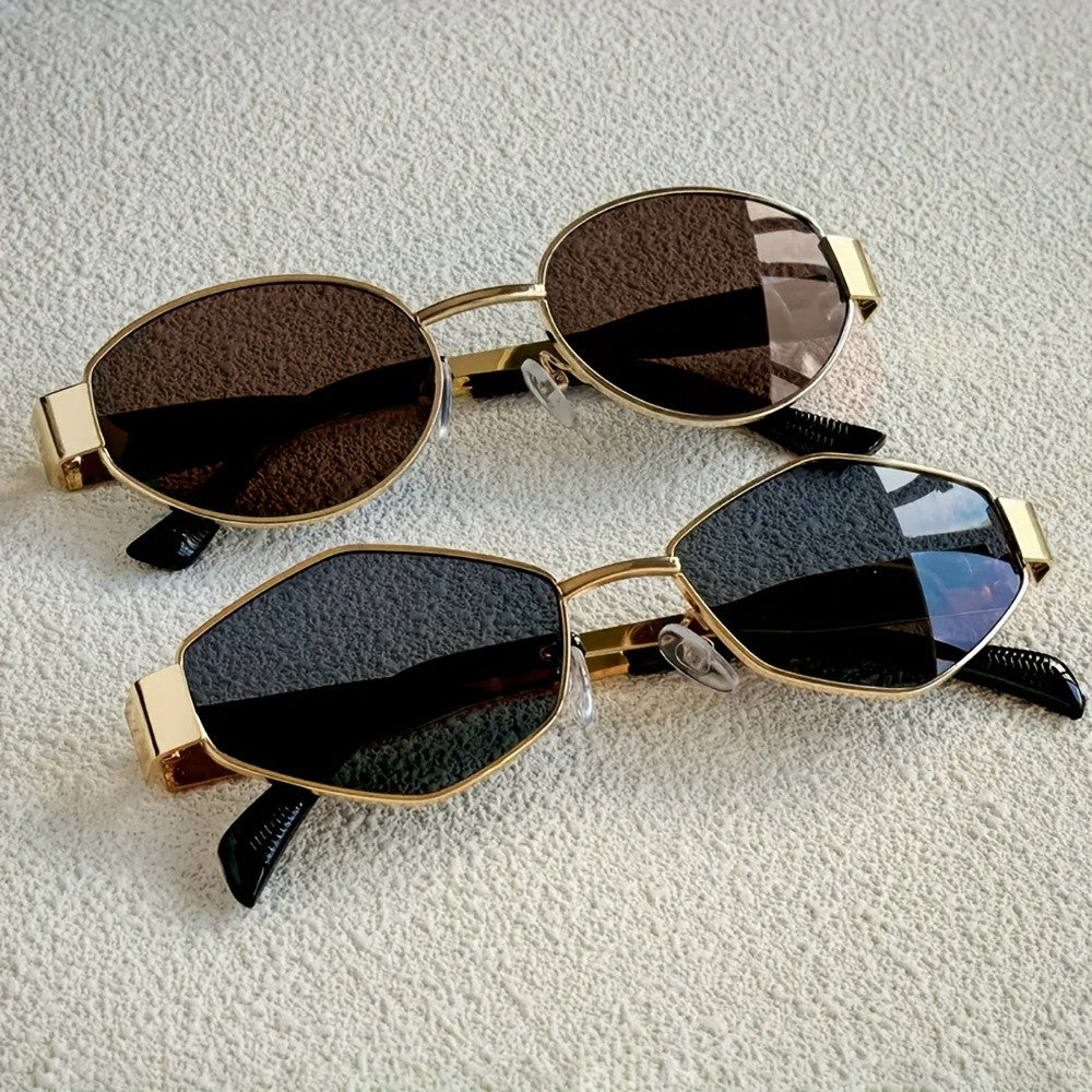 2pc Vintage Geometric Sunglasses Set