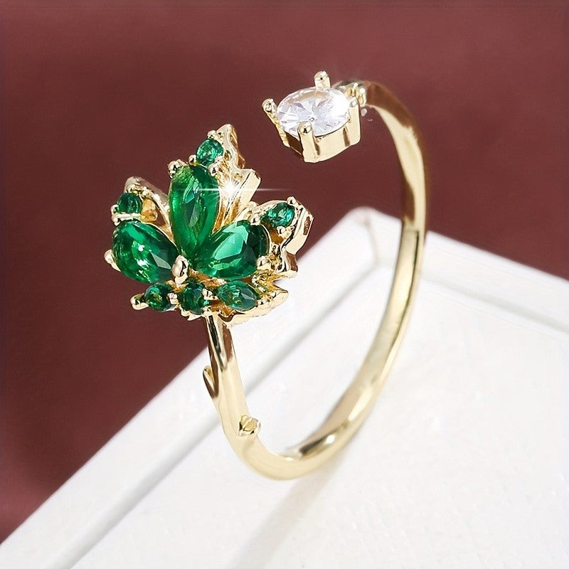 Dainty Adjustable Maple Leaf Ring