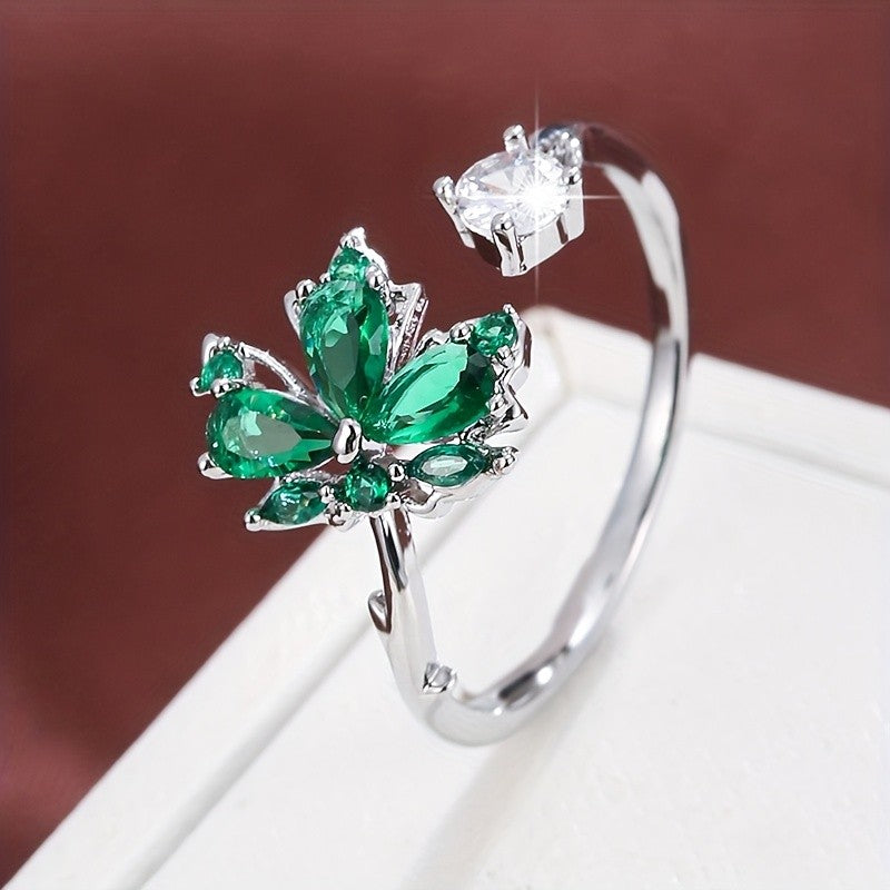 Dainty Adjustable Maple Leaf Ring
