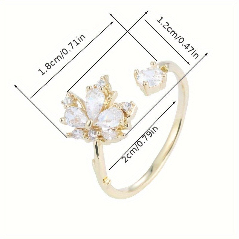 Dainty Adjustable Maple Leaf Ring