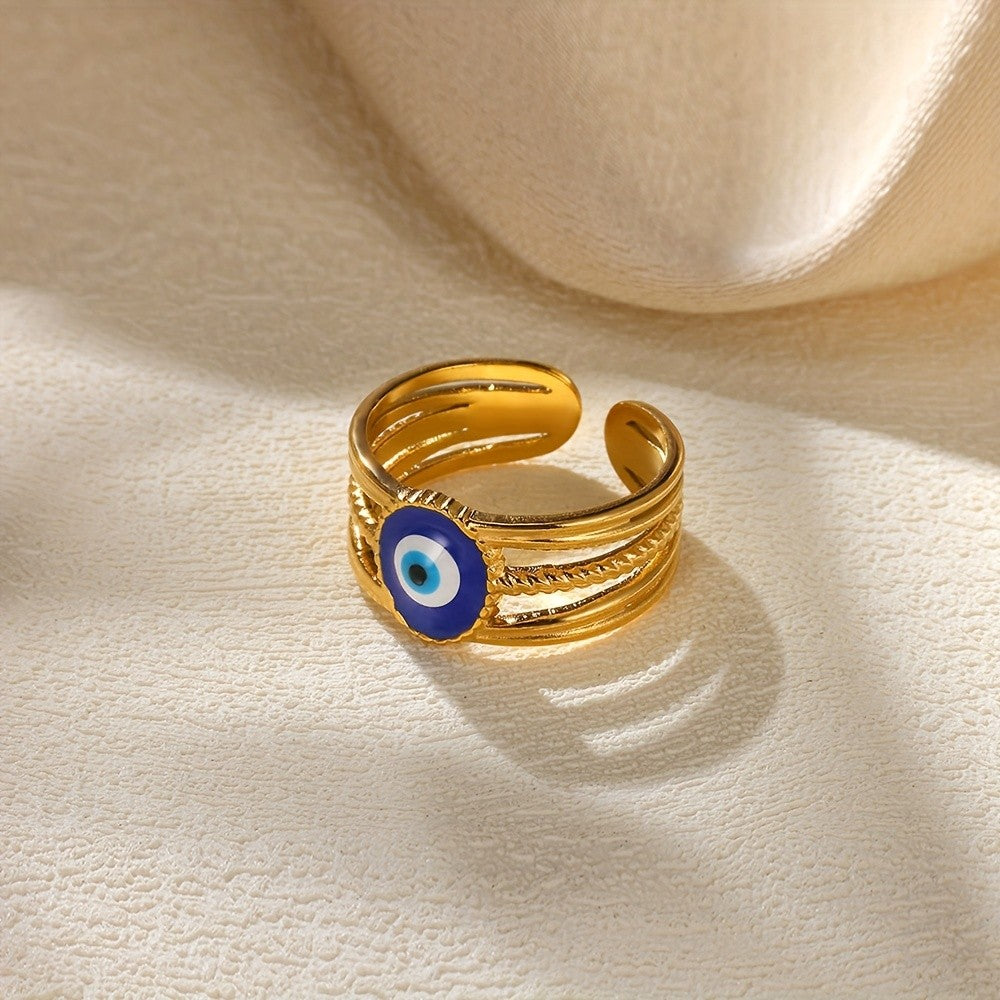 18k Classy Evil Eye Open Ring