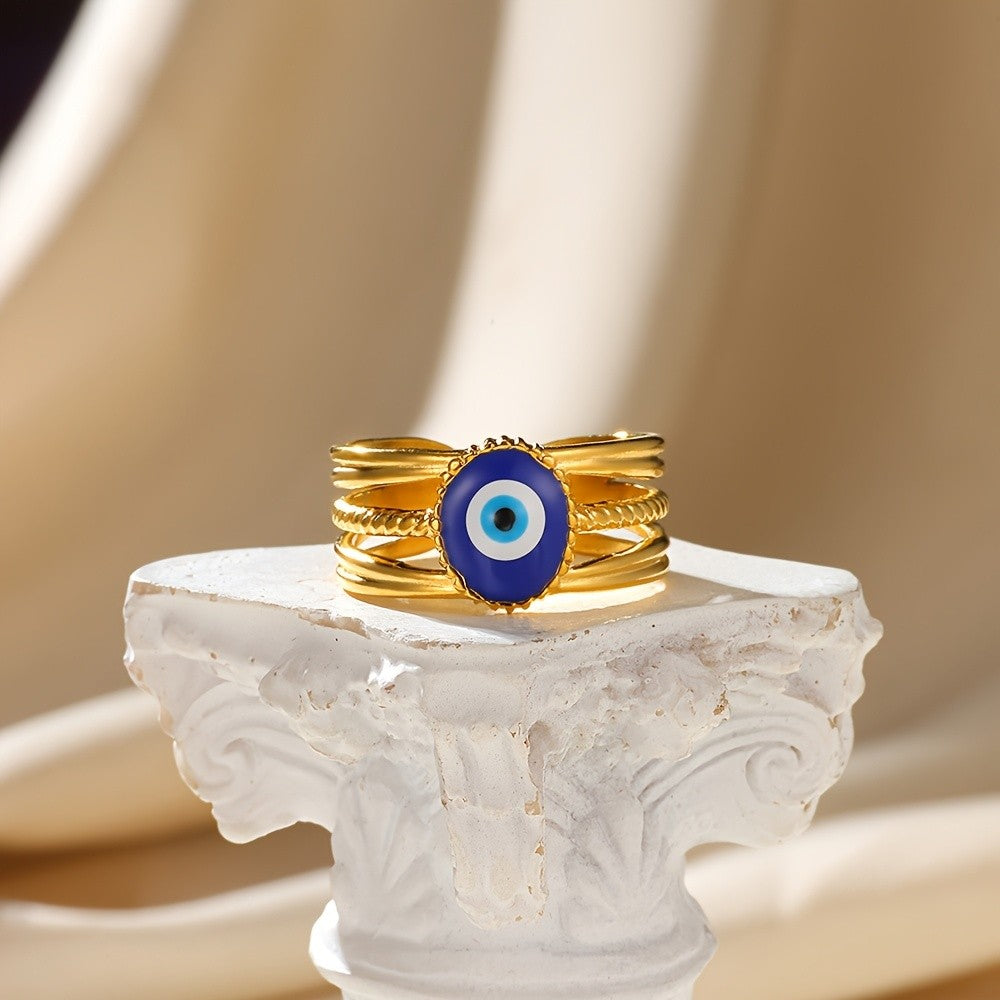 18k Classy Evil Eye Open Ring