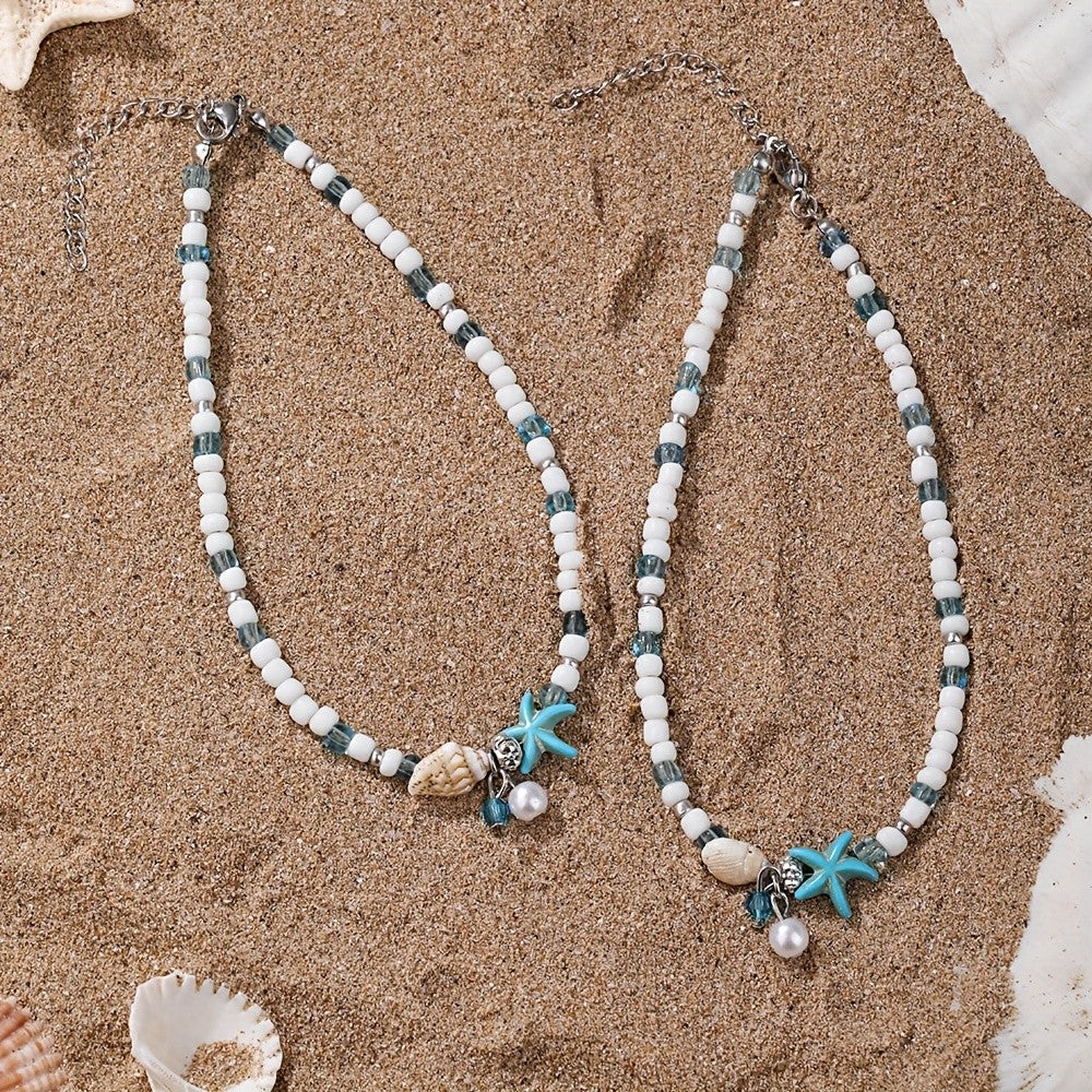 Boho Starfish & Shell Anklet Set