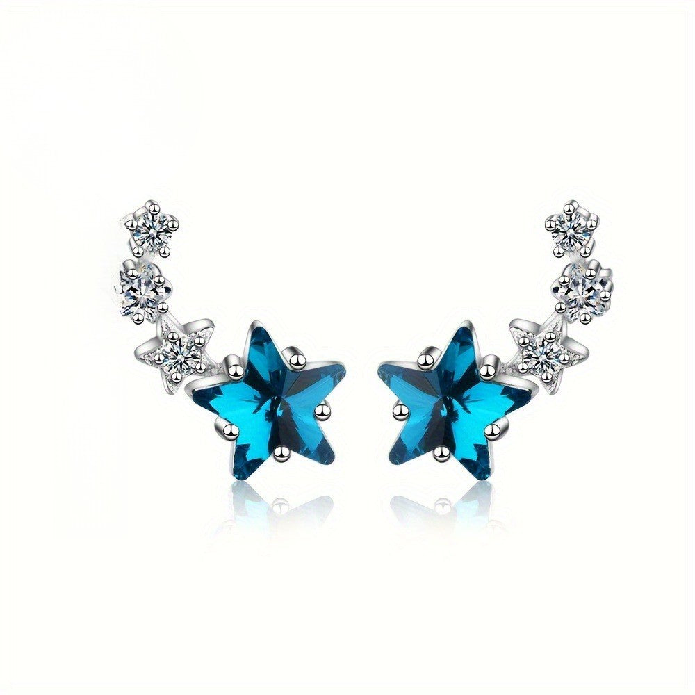 Elegant Blue Star Zircon Drop Earrings