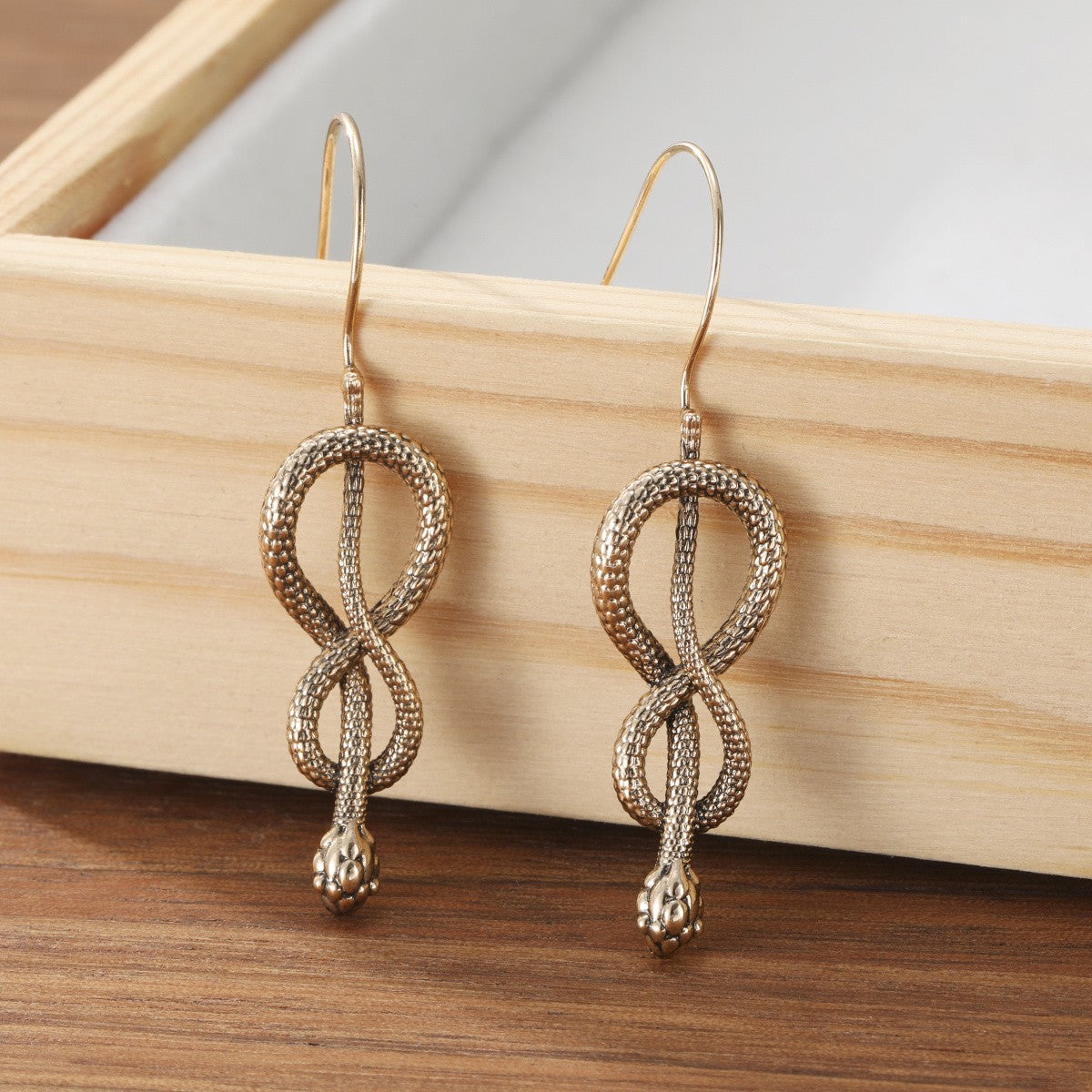 Vintage Inspired Entwined Snake Drop Earrings
