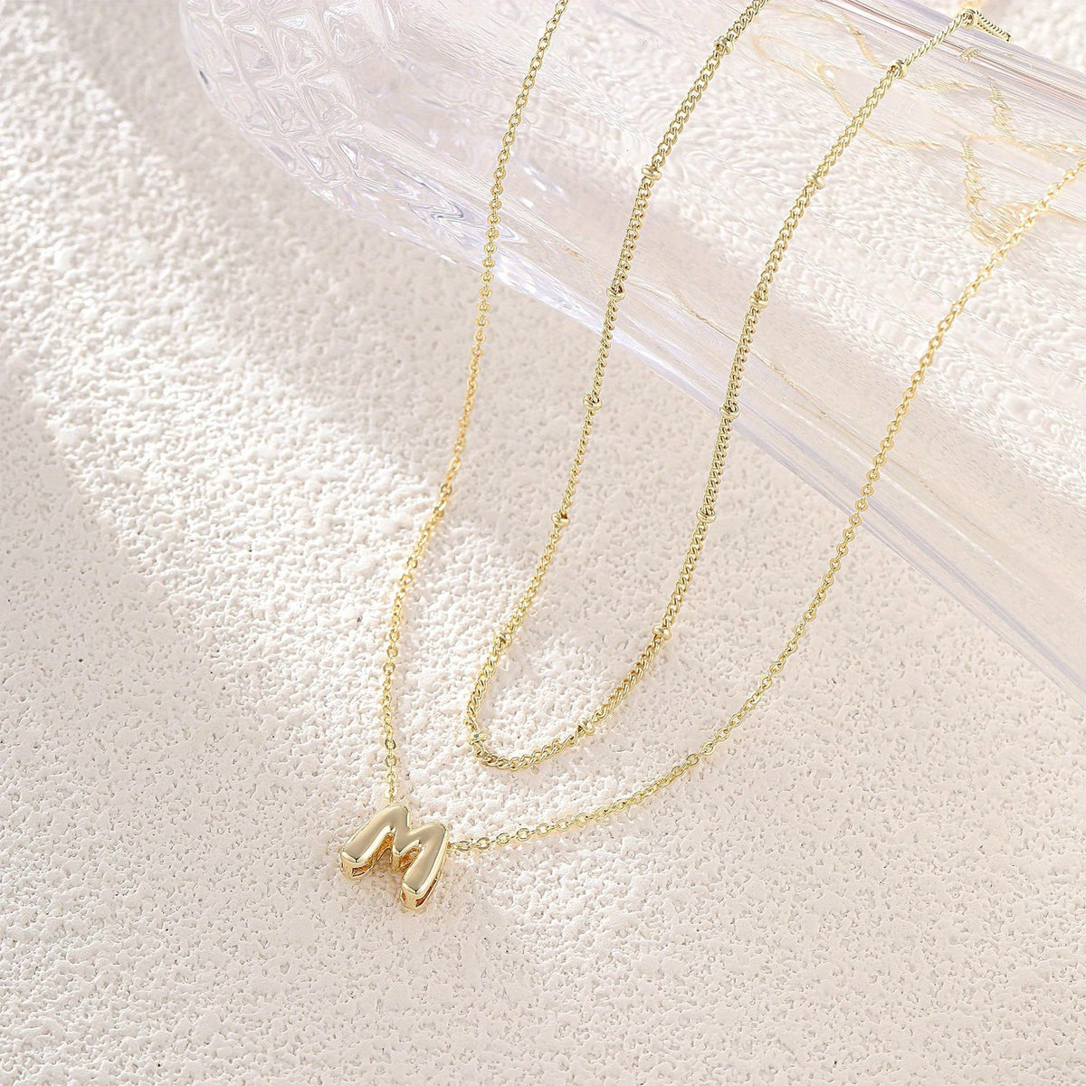 14k Dainty Initial Letter Necklace Set