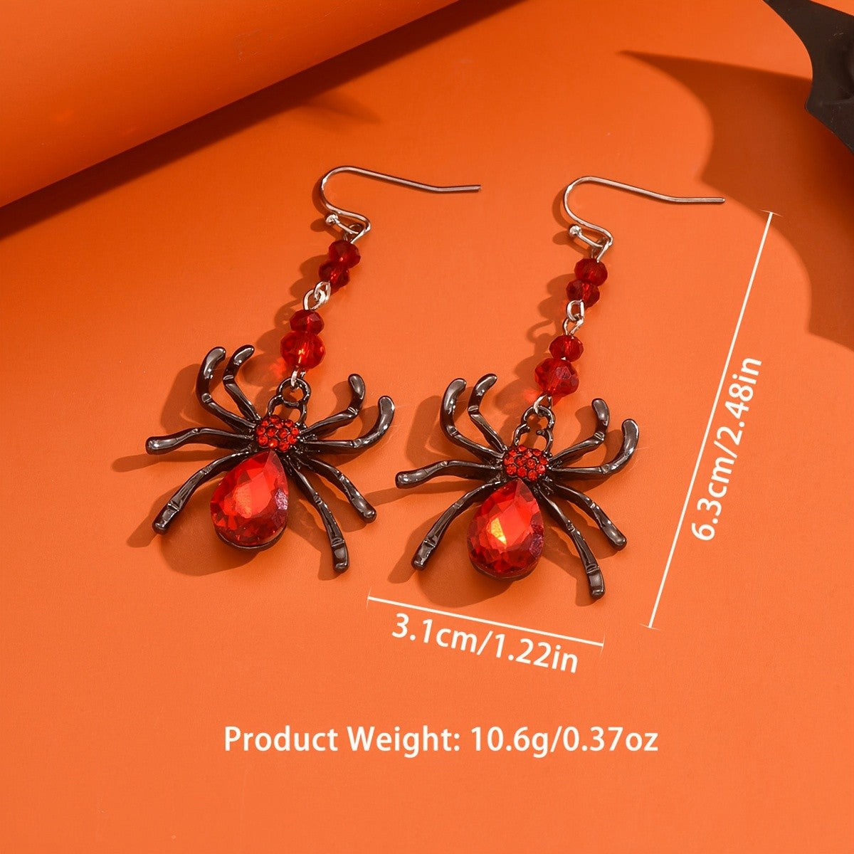 Gothic Red Spider Dangle Earrings