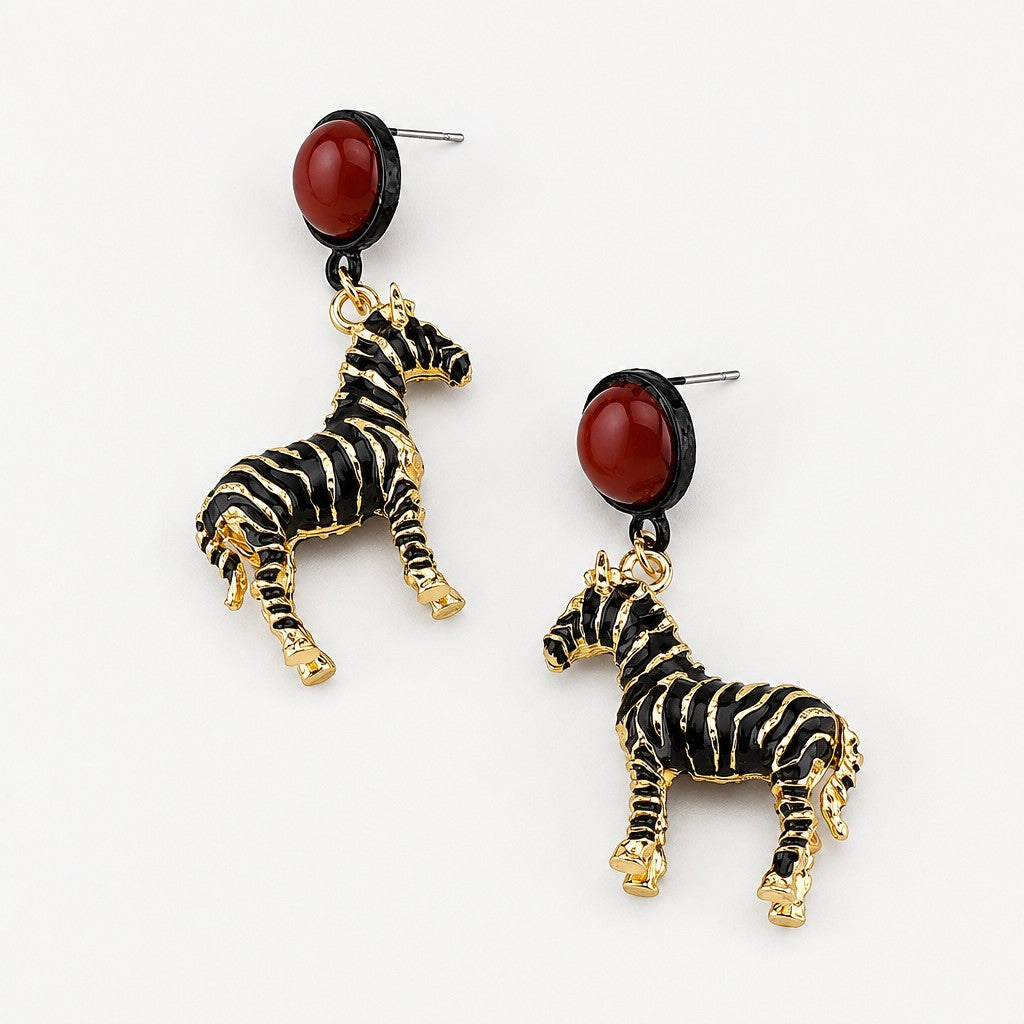Vintage Zebra Drop Earrings