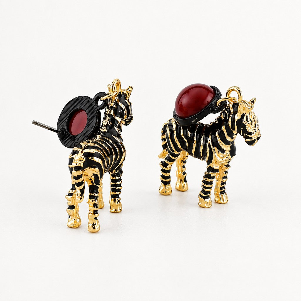 Vintage Zebra Drop Earrings