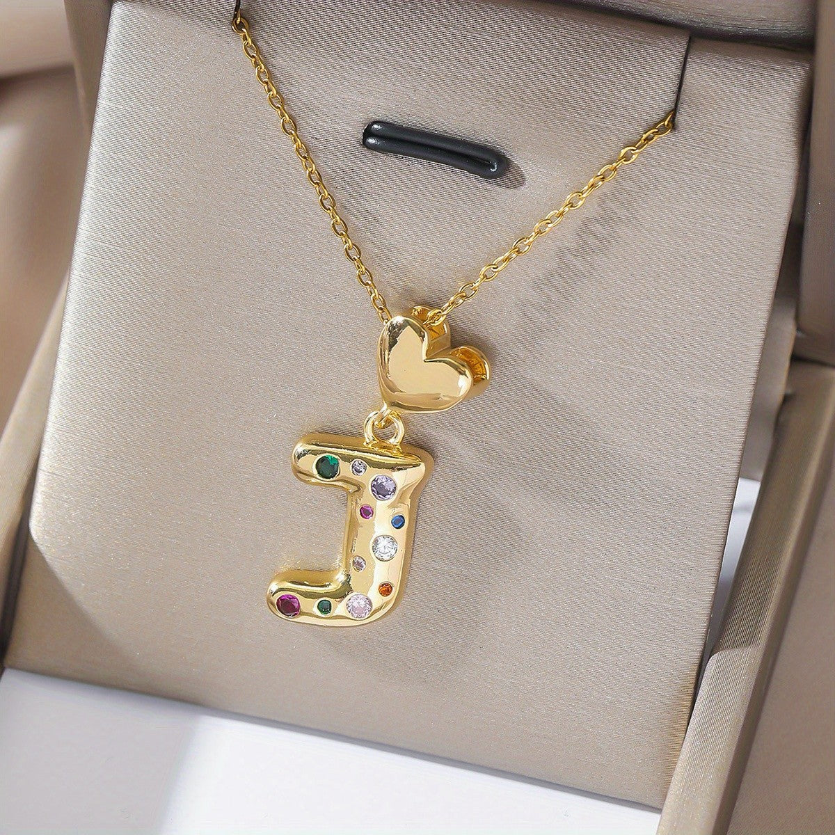18k Dainty Heart Initial Necklace